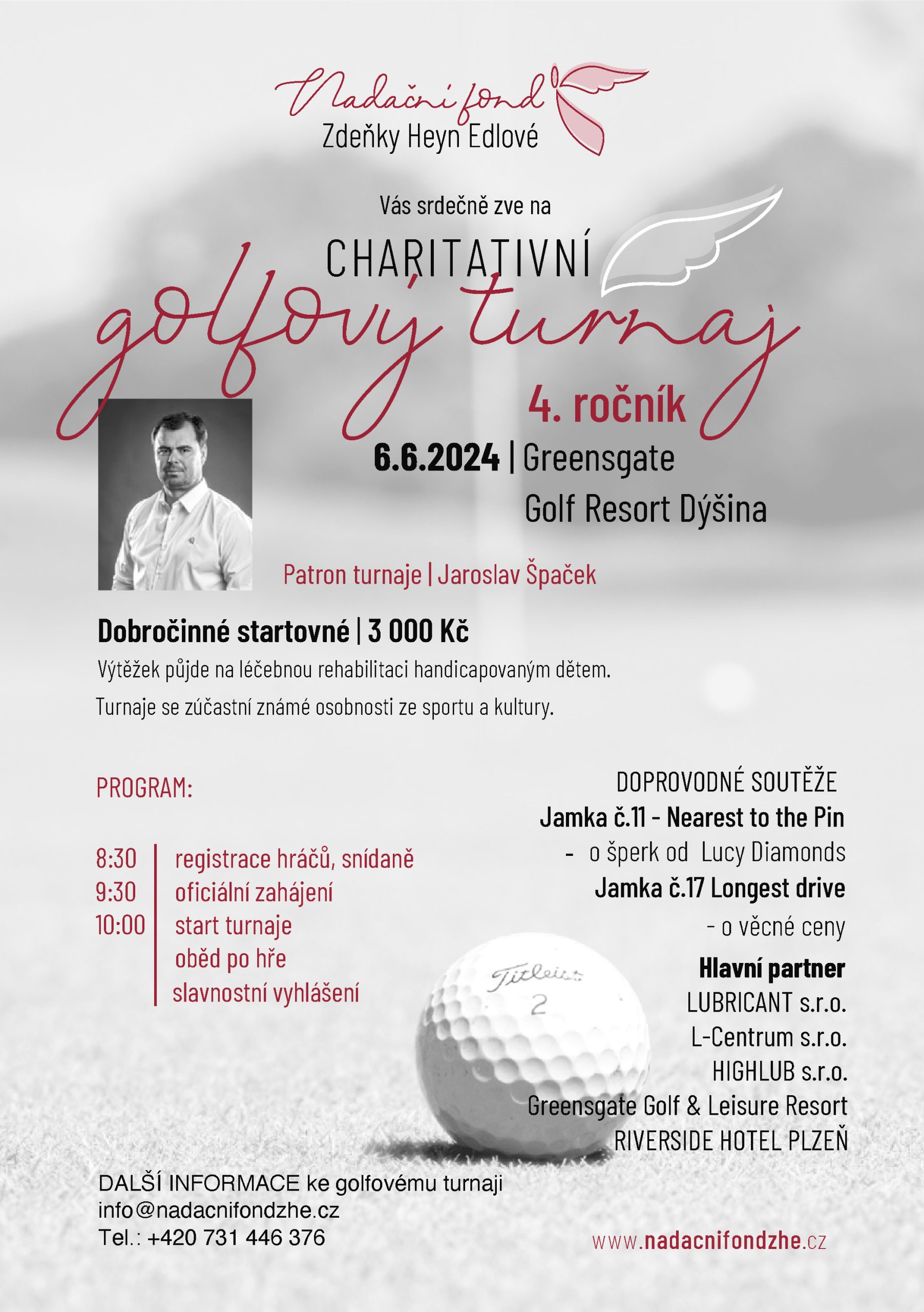4.ročník charitativního golfového turnaje v resortu Dýšiná u Plzně 6.6.2024